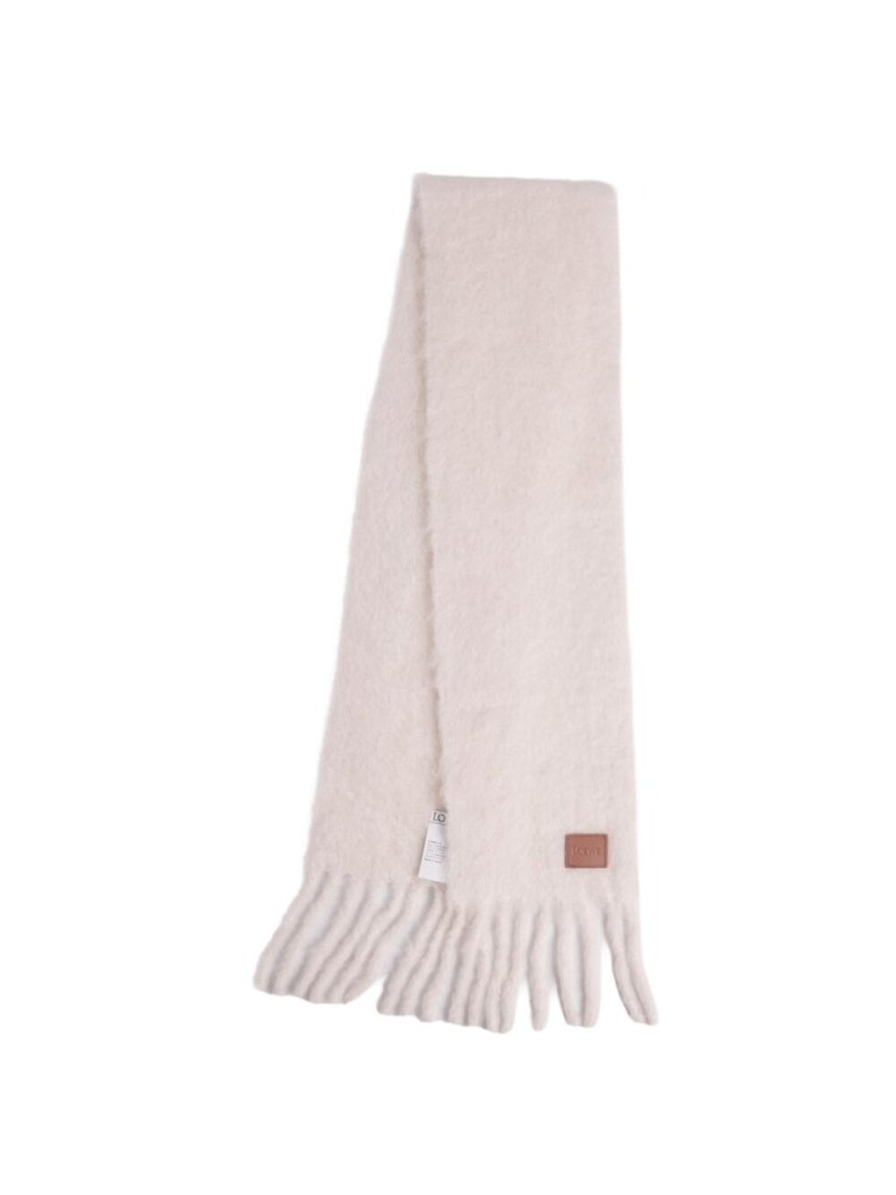 Loewe Scarf Shawl Fringe Wool Mohair White